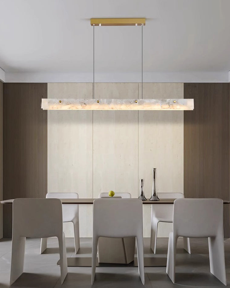 Linear Alabaster Chandelier - Modern Pendant Light Fixture for Dining Room & Living Room Decor