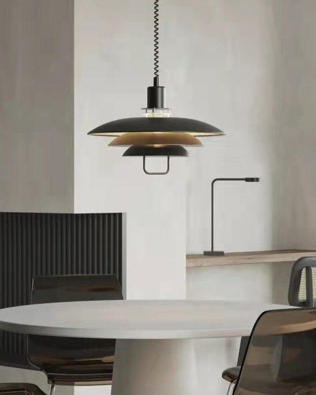 Danish Rise and Fall Pendant Light - Adjustable Height Fixture for Dining Room & Kitchen Lighting