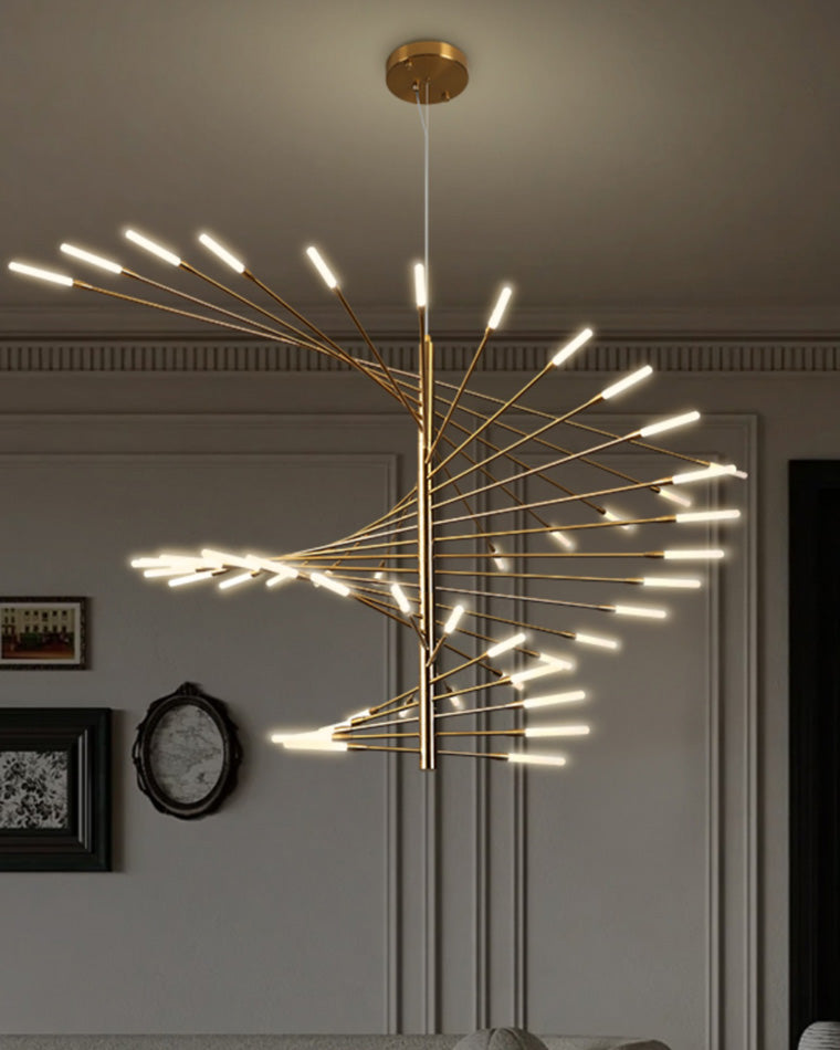 LED Spiral Chandelier - Modern Fireworks Design - Ideal for Living Room & Dining Room Lighting