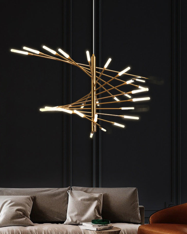 LED Spiral Chandelier - Modern Fireworks Design - Ideal for Living Room & Dining Room Lighting