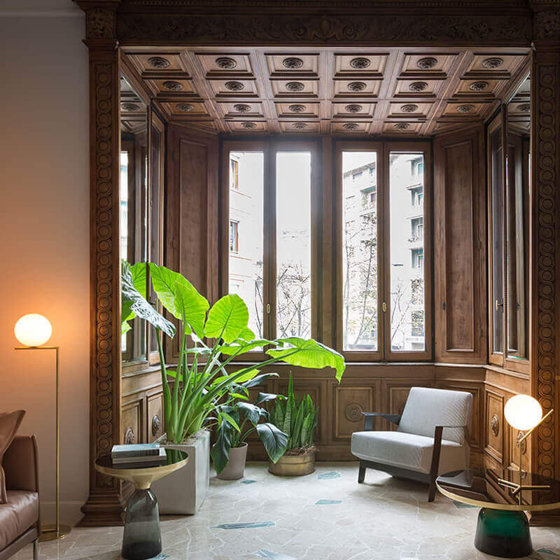 LED Floor Lamp with Adjustable Height and Glass Shade for Living Room & Office Use