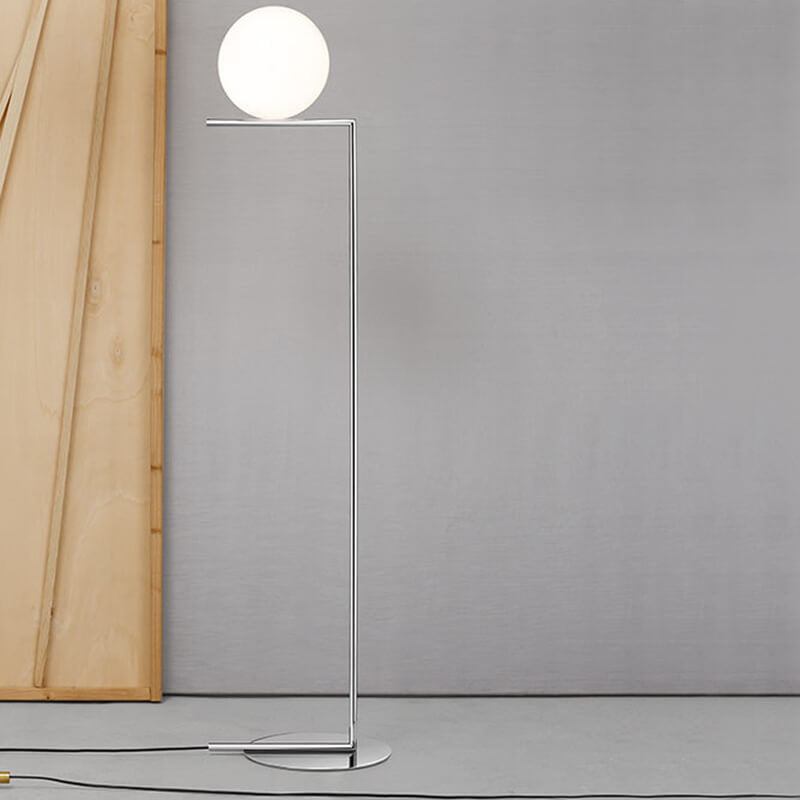 LED Floor Lamp with Adjustable Height and Glass Shade for Living Room & Office Use