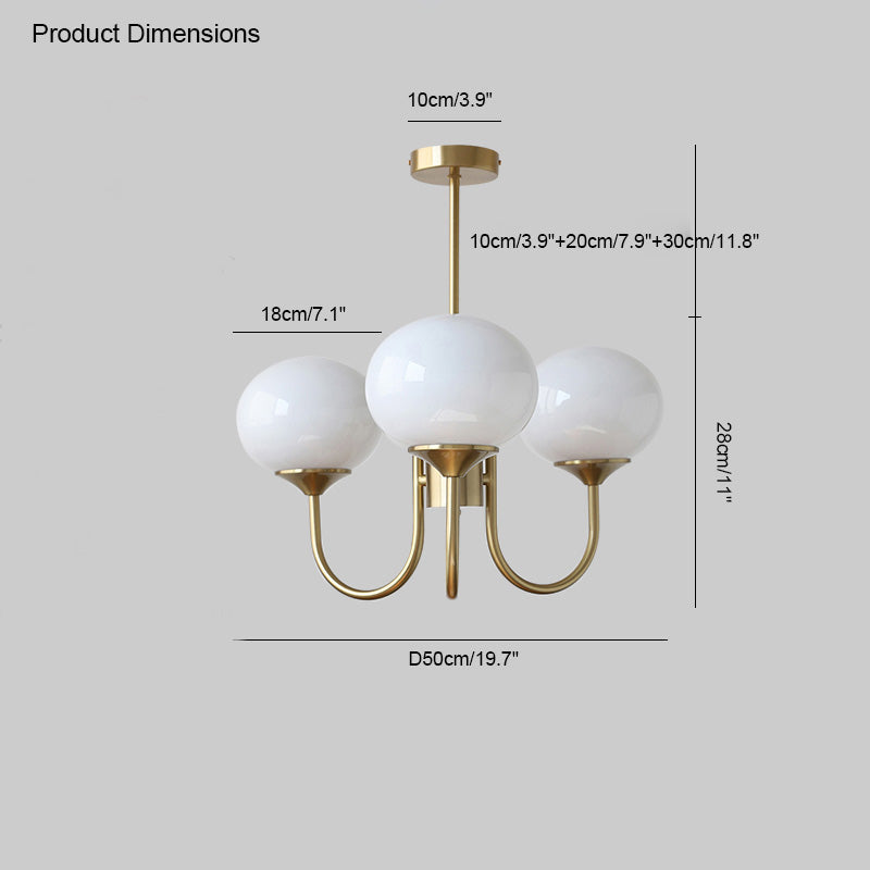 Pink Glass Globe Chandelier - Modern Arm Fixture for Living Room & Dining Room Lighting