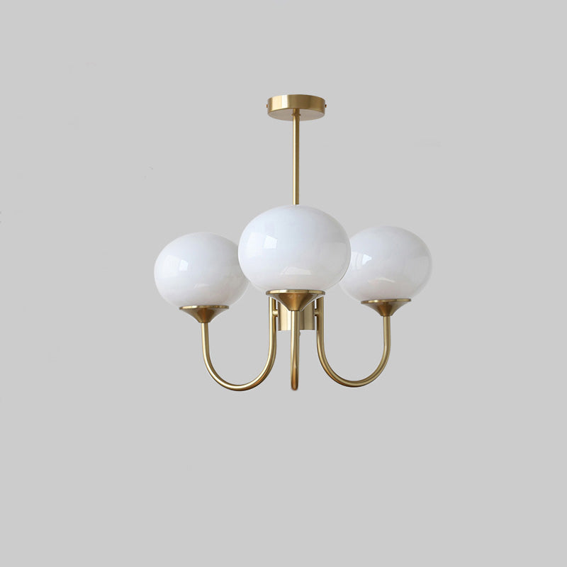 Pink Glass Globe Chandelier - Modern Arm Fixture for Living Room & Dining Room Lighting