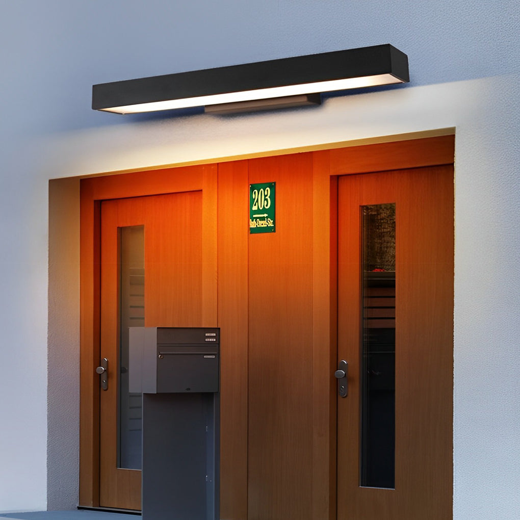 Outdoor Motion Sensor Black Rectangle Wall Light for Security & Entryway Illumination