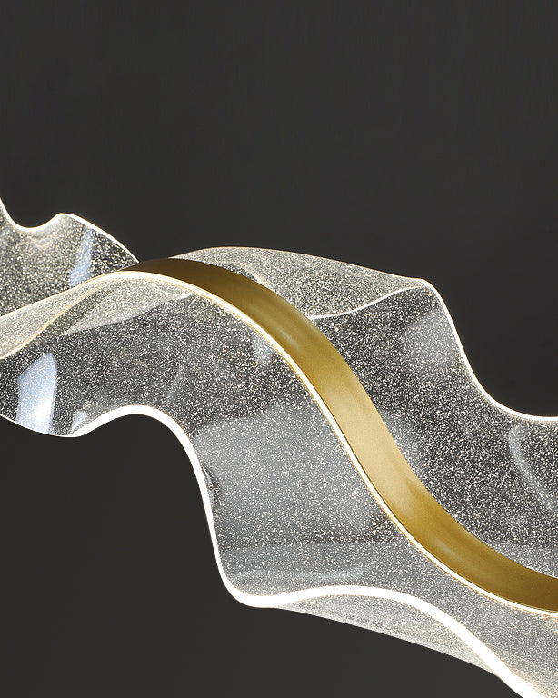 LED Wave Ribbon Acrylic Chandelier - Modern Light Fixture for Living Room & Dining Room Decor