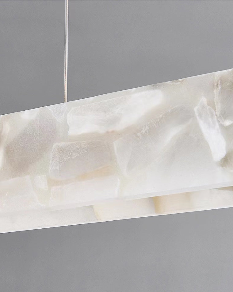 Linear Alabaster Chandelier - Modern Pendant Light Fixture for Dining Room & Living Room Decor