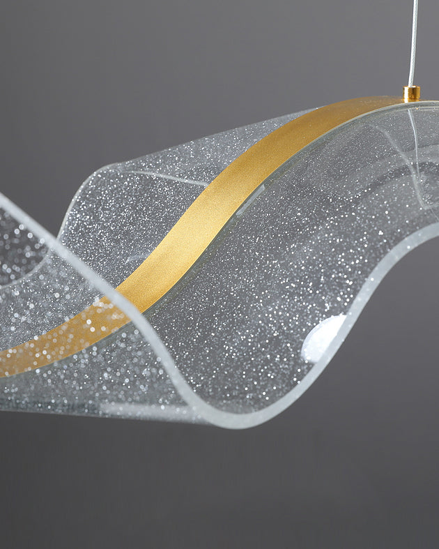 LED Wave Ribbon Acrylic Chandelier - Modern Light Fixture for Living Room & Dining Room Decor