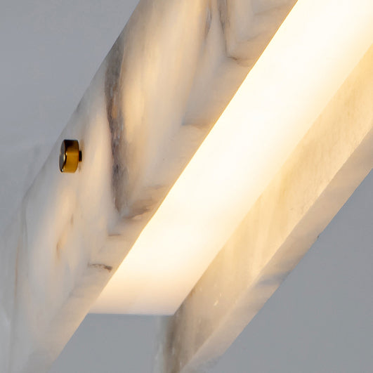 Linear Alabaster Chandelier - Modern Pendant Light Fixture for Dining Room & Living Room Decor