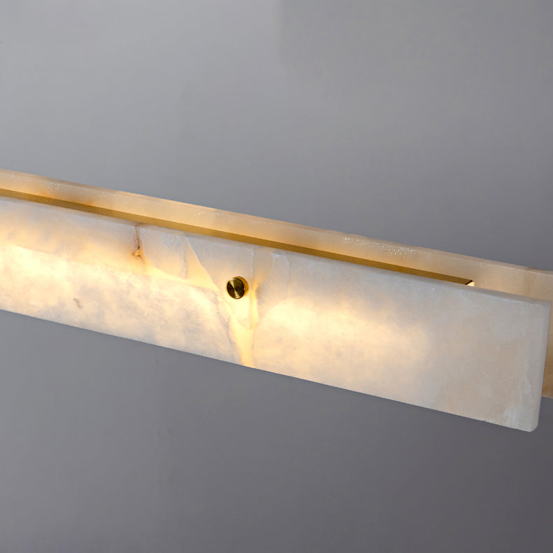 Linear Alabaster Chandelier - Modern Pendant Light Fixture for Dining Room & Living Room Decor
