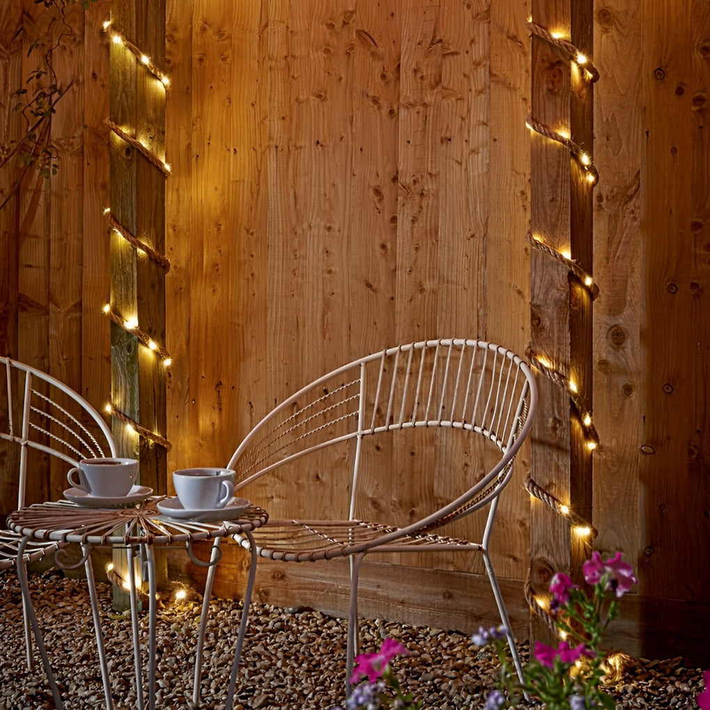 LED Solar String Lights - 100/200 Lights Hemp Rope Decor - Battery-Operated Outdoor Lighting for Garden, Patio, and Holiday Decor