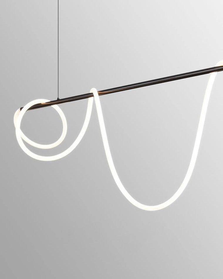 LED Rope Linear Brass Chandelier - Modern Fixture for Dining Room & Living Spaces
