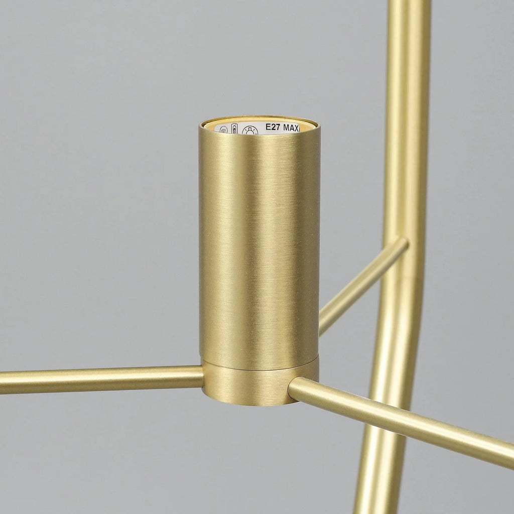 LED Floor Lamp with Adjustable Height and Natural Wood Base for Living Room & Home Office Lighting