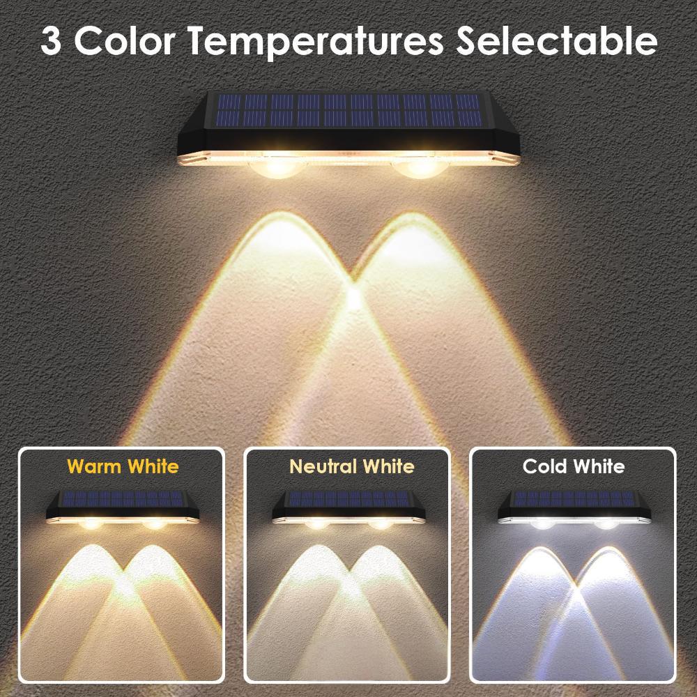 Solar Fence Lights Outdoor Waterproof – Warm White & RGB LED Deck, Railing, Patio & Stair Lights with 8 Color Modes and Memory Function