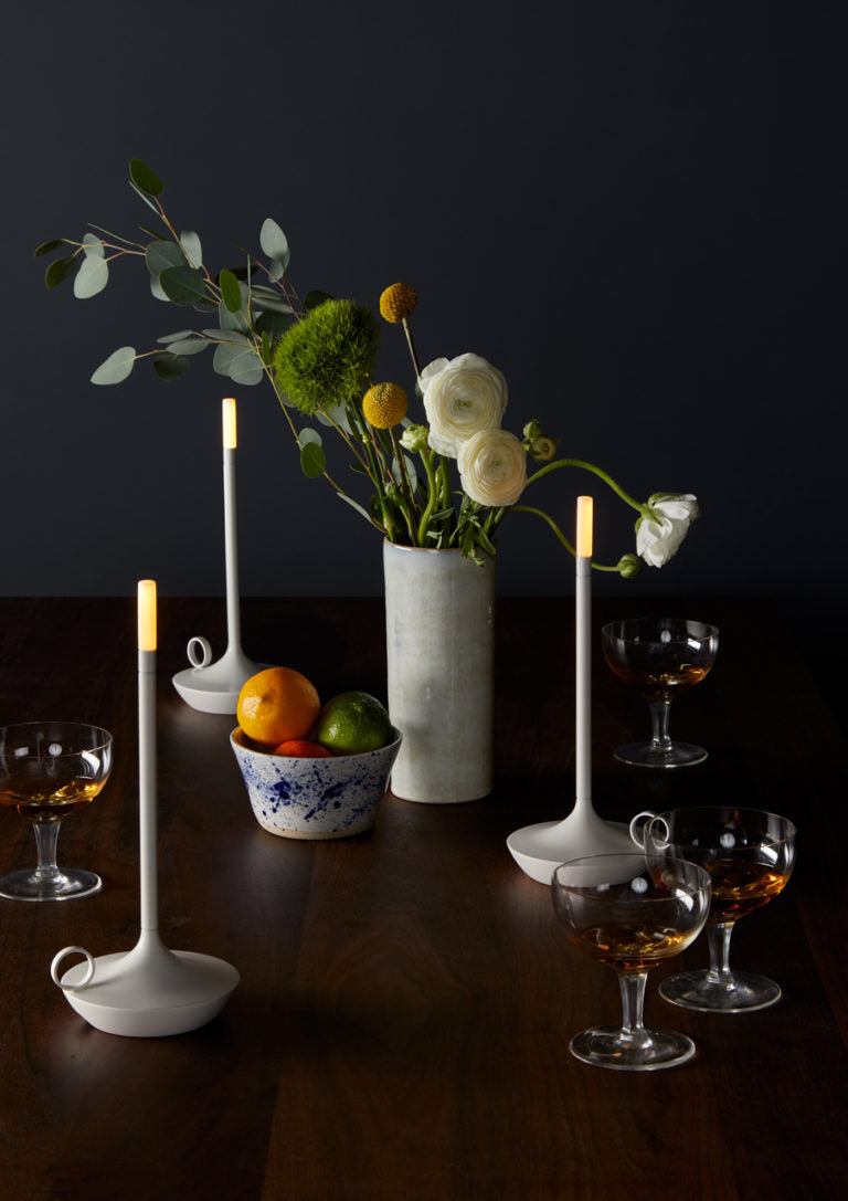 Rechargeable Table Lamp with Wick Type Design - Modern Gray Fixture for Indoor & Outdoor Use