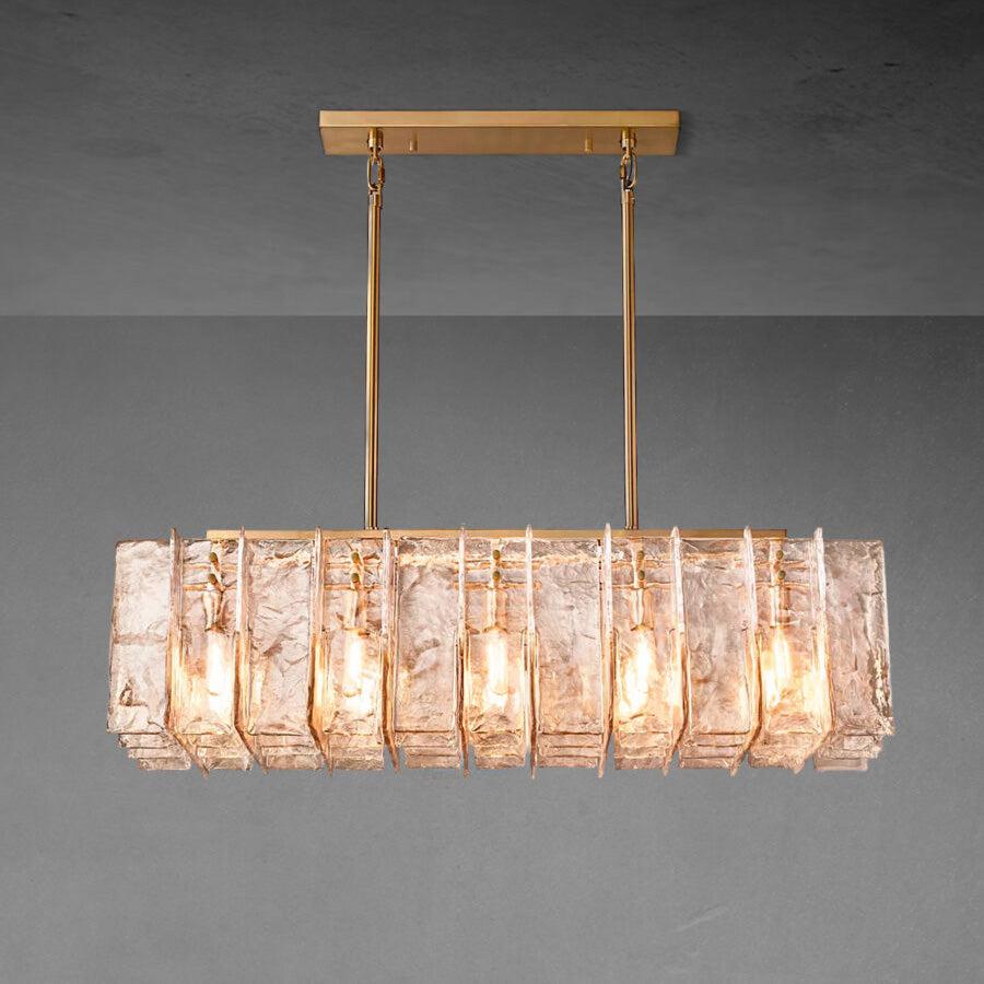 Rectangular Smoke Glass Chandelier 49" for Dining Room & Living Room Lighting