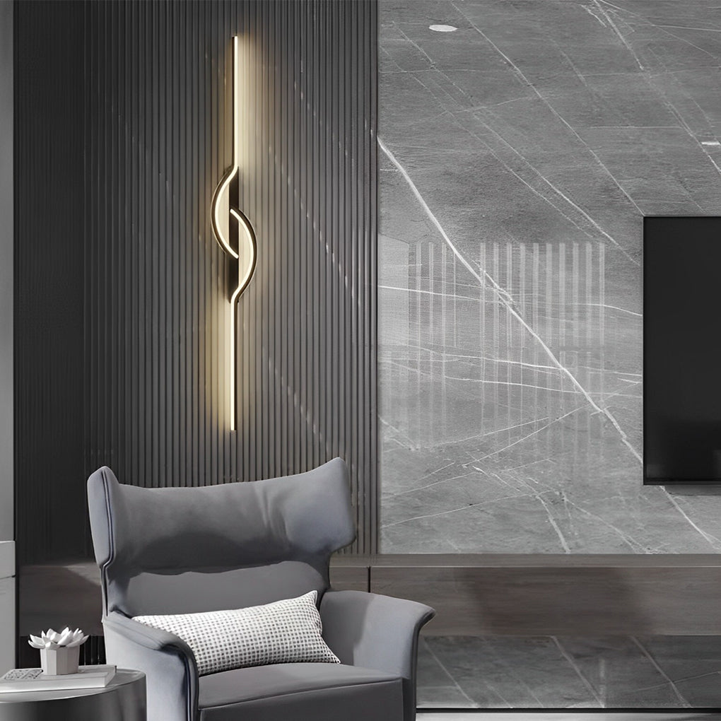 LED Wall Lamp with Stepless Dimming, Black Modern Design for Living Room & Bedroom Lighting
