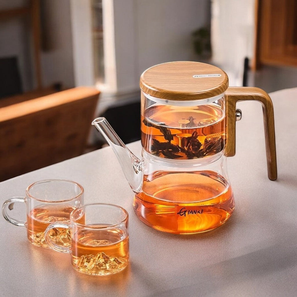 Clear Glass Teapot with Blooming Tea - Enhance Your Brewing Experience with Style and Functionality