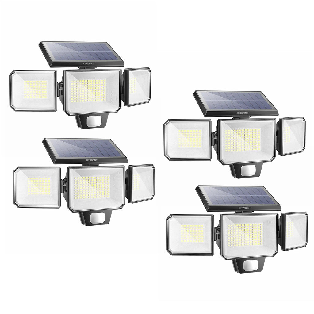 Solar Wall Light 3-Head 3000LM with 270° Wide Angle & Replaceable Battery - Outdoor Lighting for Patios & Gardens (2 Pack)