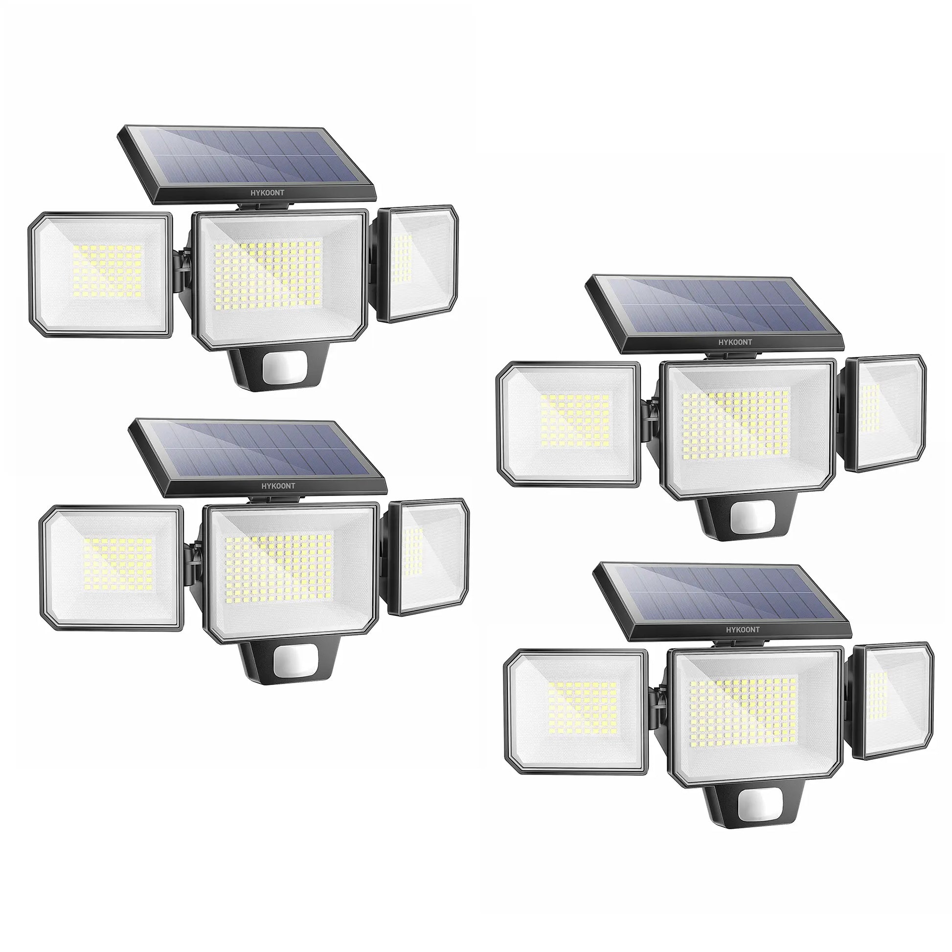 Solar Wall Light 3-Head 3000LM with 270° Wide Angle & Replaceable Battery - Outdoor Lighting for Patios & Gardens (2 Pack)