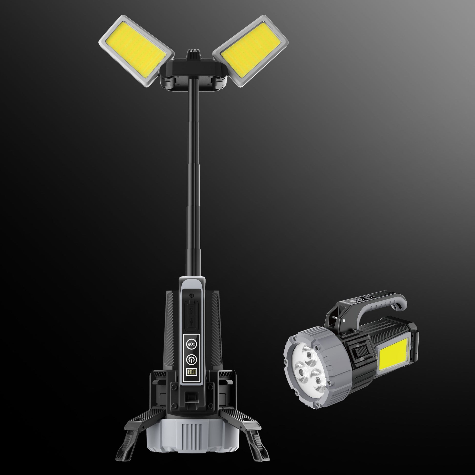 LED Multi-Function Flashlight - Portable, Extendable, Adjustable Brightness & Color Temperature for Outdoor & Emergency Use