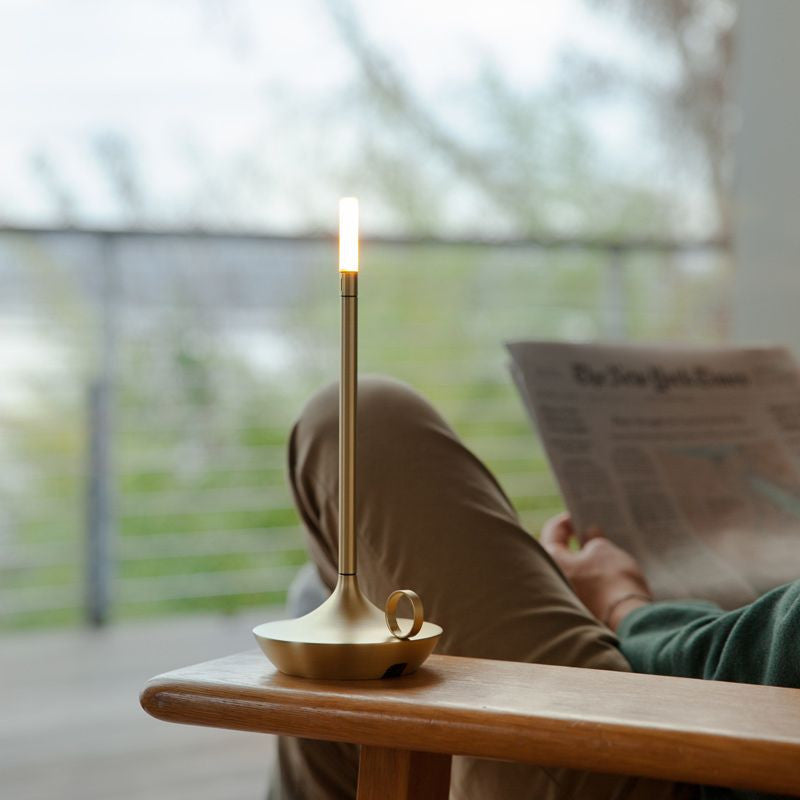 Gray Portable LED Table Lamp with Adjustable Brightness for Indoor and Outdoor Use