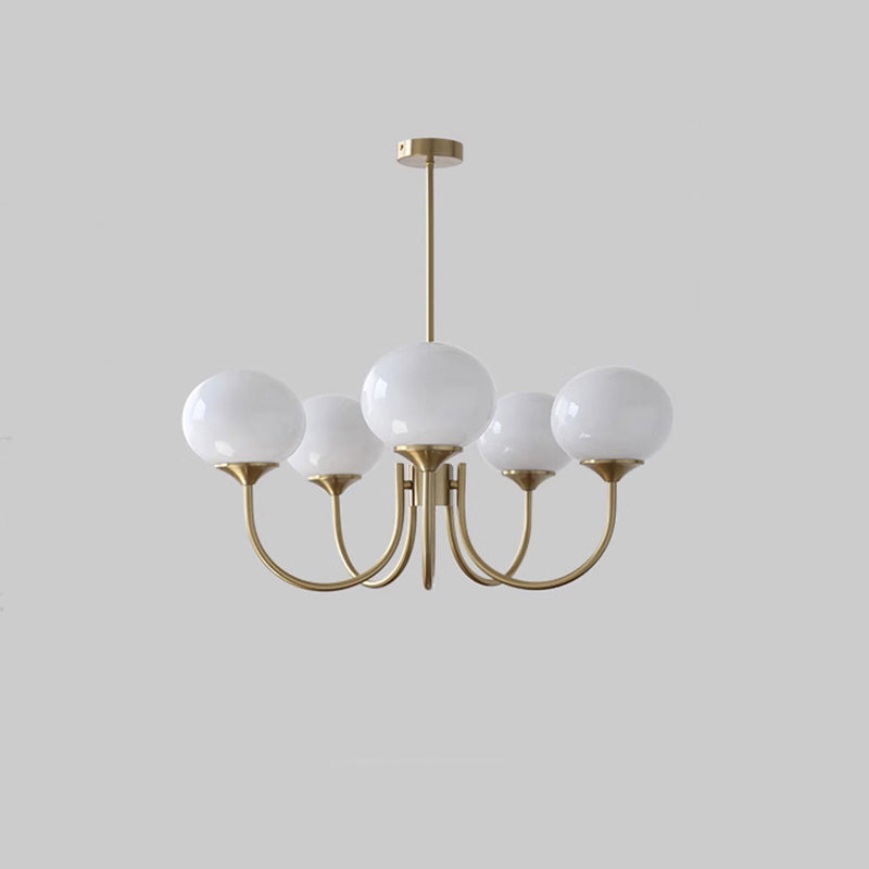 Pink Glass Globe Chandelier - Modern Arm Fixture for Living Room & Dining Room Lighting