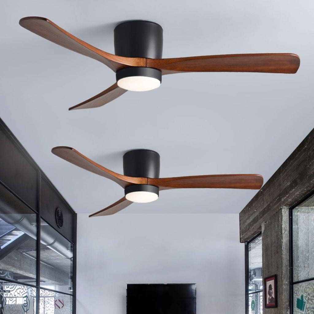 Nordic Wooden Ceiling Fan Light | LED, 6-Speed Control & Minimalist Design for Indoor Spaces (42"/48"/52")