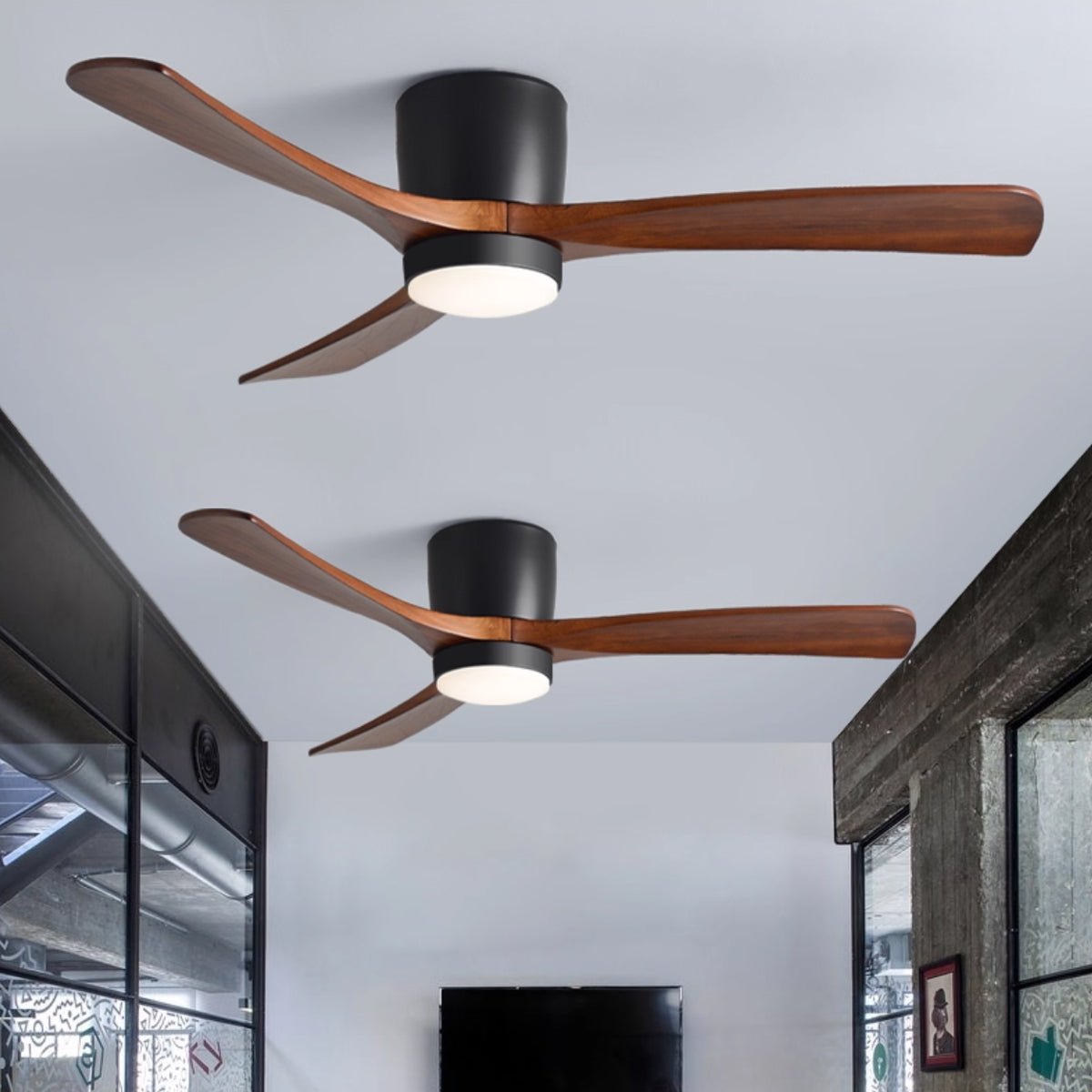 Nordic Wooden Ceiling Fan Light | LED, 6-Speed Control & Minimalist Design for Indoor Spaces (42"/48"/52")