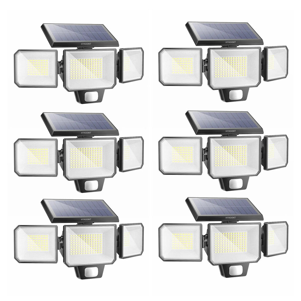 Solar Wall Light 3-Head 3000LM with 270° Wide Angle & Replaceable Battery - Outdoor Lighting for Patios & Gardens (2 Pack)