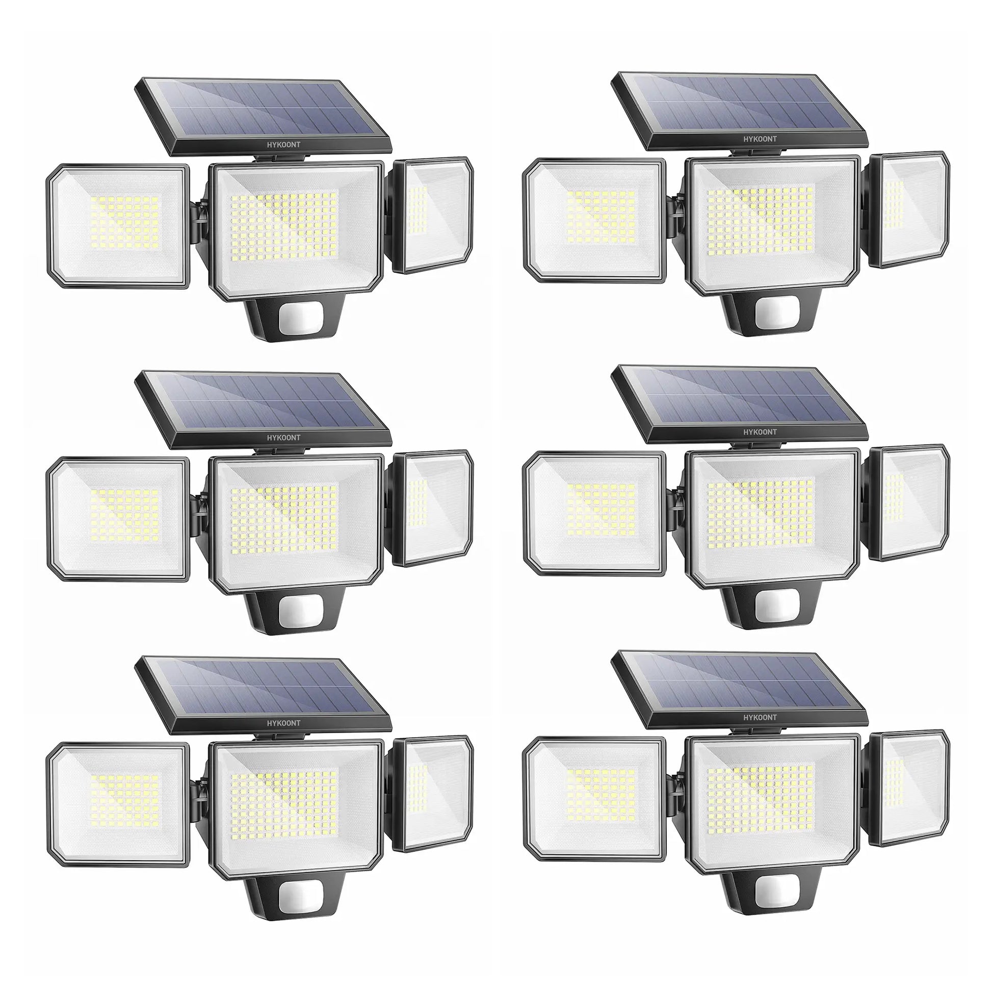 Solar Wall Light 3-Head 3000LM with 270° Wide Angle & Replaceable Battery - Outdoor Lighting for Patios & Gardens (2 Pack)