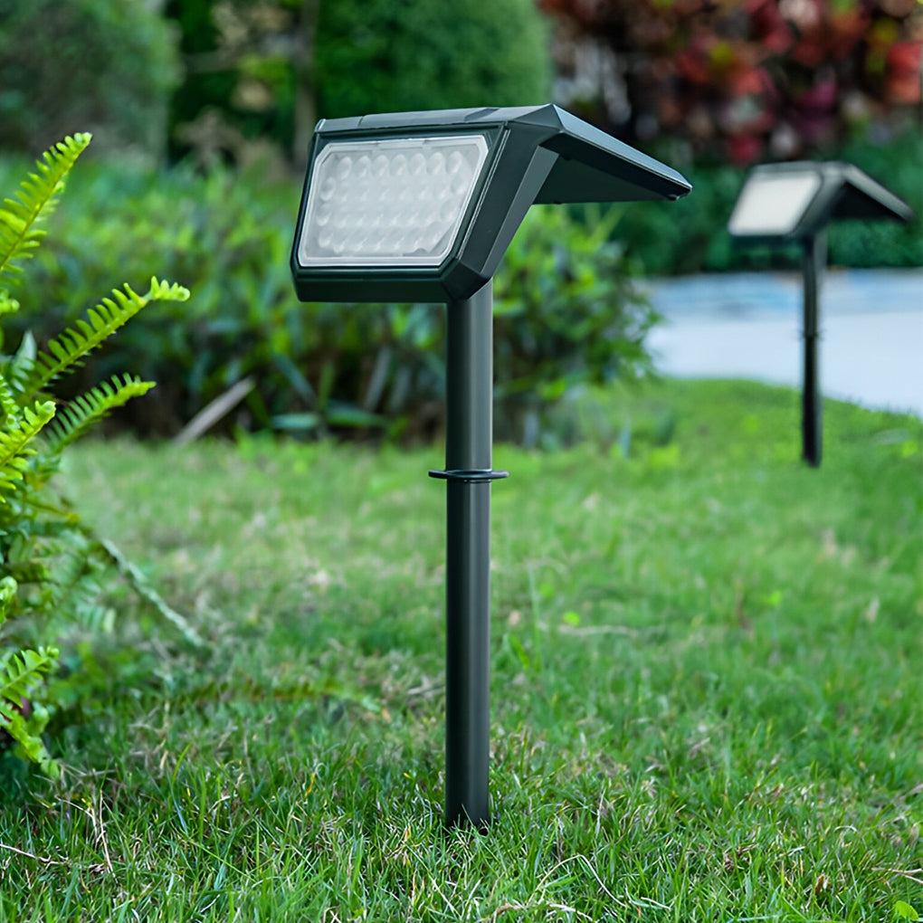 LED Solar Lights Outdoor - 2PCS Waterproof IP65 Black Modern Lawn Lamps for Garden Pathway Lighting