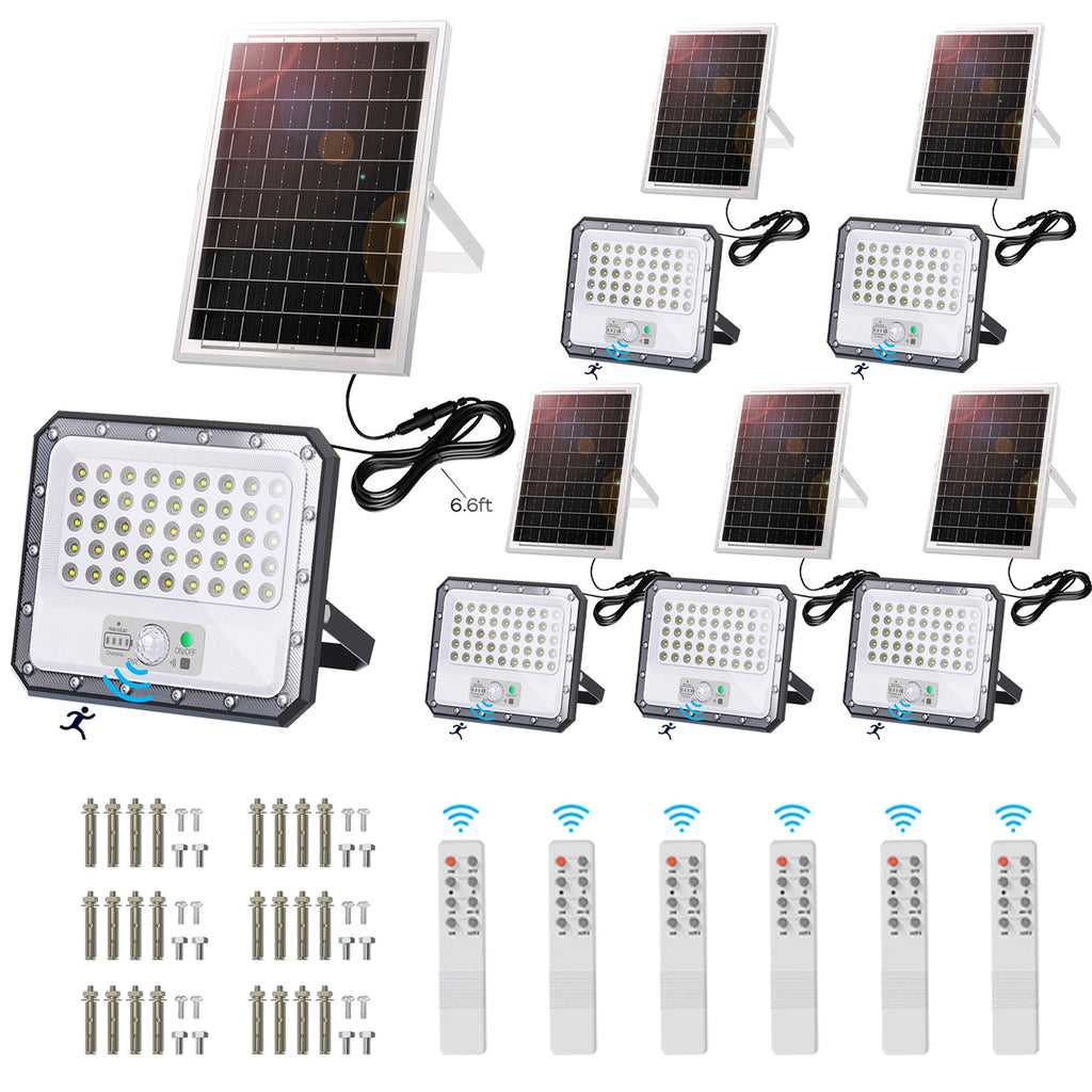Solar Flood Light with Motion Sensor & Remote – 2250LM 6500K Waterproof Outdoor Security Lamp, 12500mAh Battery, Dusk to Dawn Lighting
