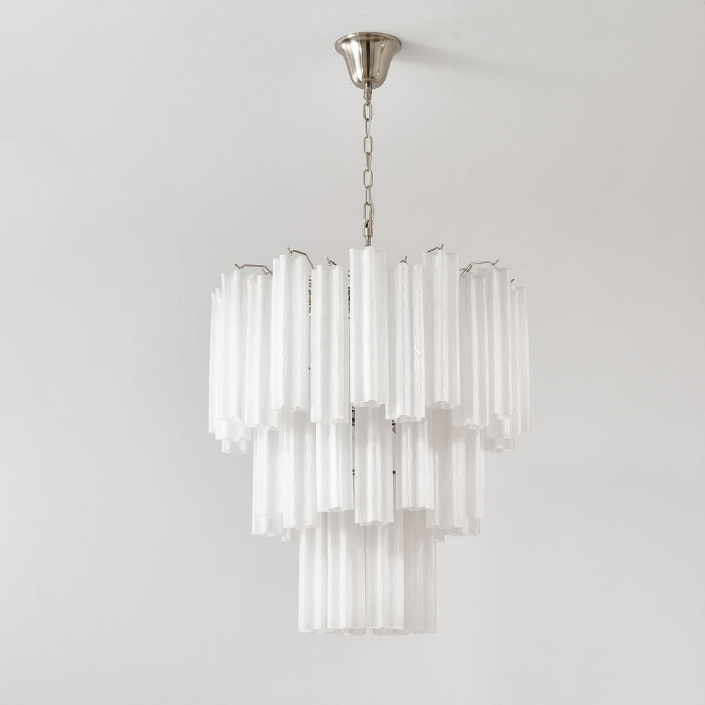 Frosted Glass Tube Chandelier Light Fixture for Dining Room & Living Room Decor