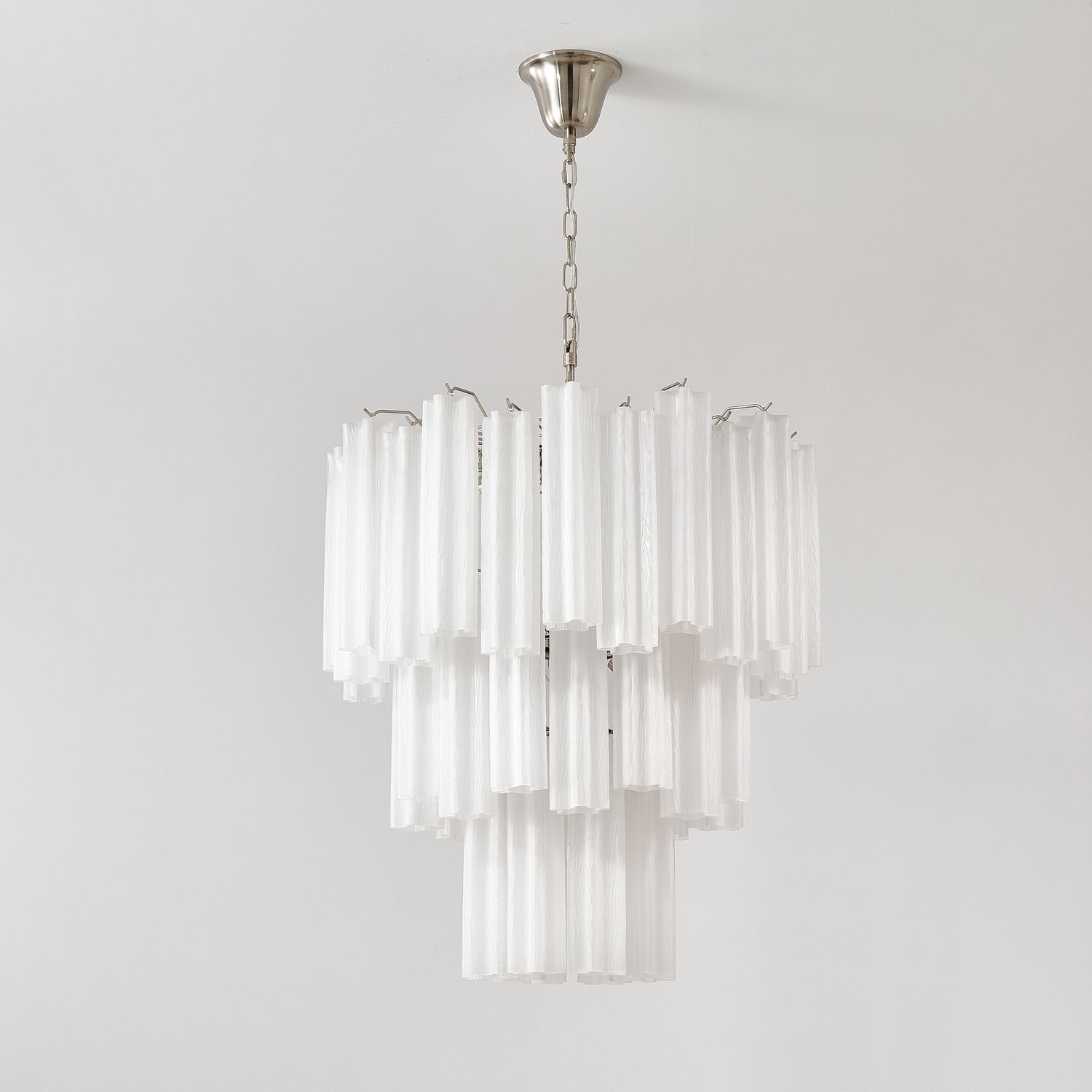 Frosted Glass Tube Chandelier Light Fixture for Dining Room & Living Room Decor