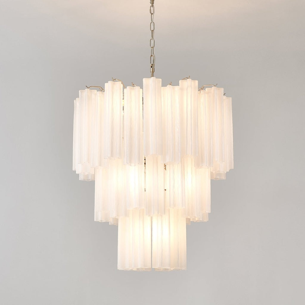 Frosted Glass Tube Chandelier Light Fixture for Dining Room & Living Room Decor