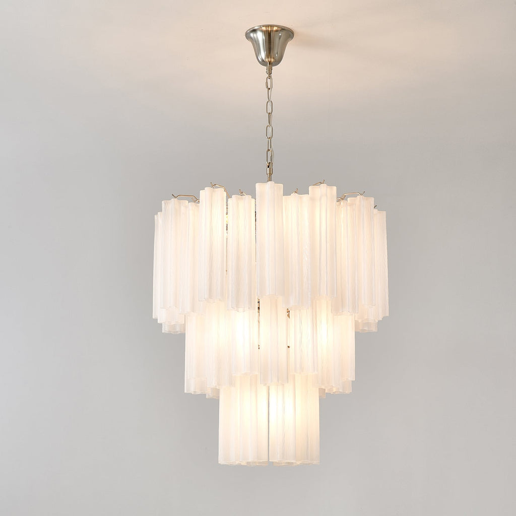 Frosted Glass Tube Chandelier Light Fixture for Dining Room & Living Room Decor