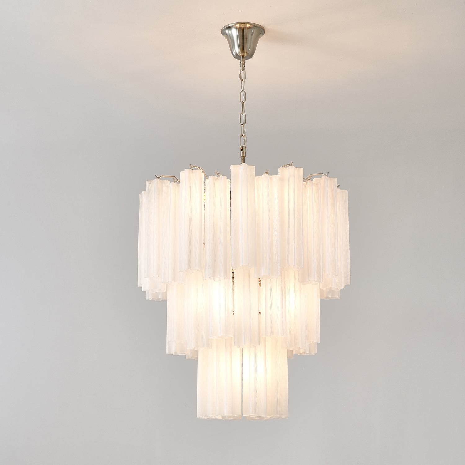 Frosted Glass Tube Chandelier Light Fixture for Dining Room & Living Room Decor