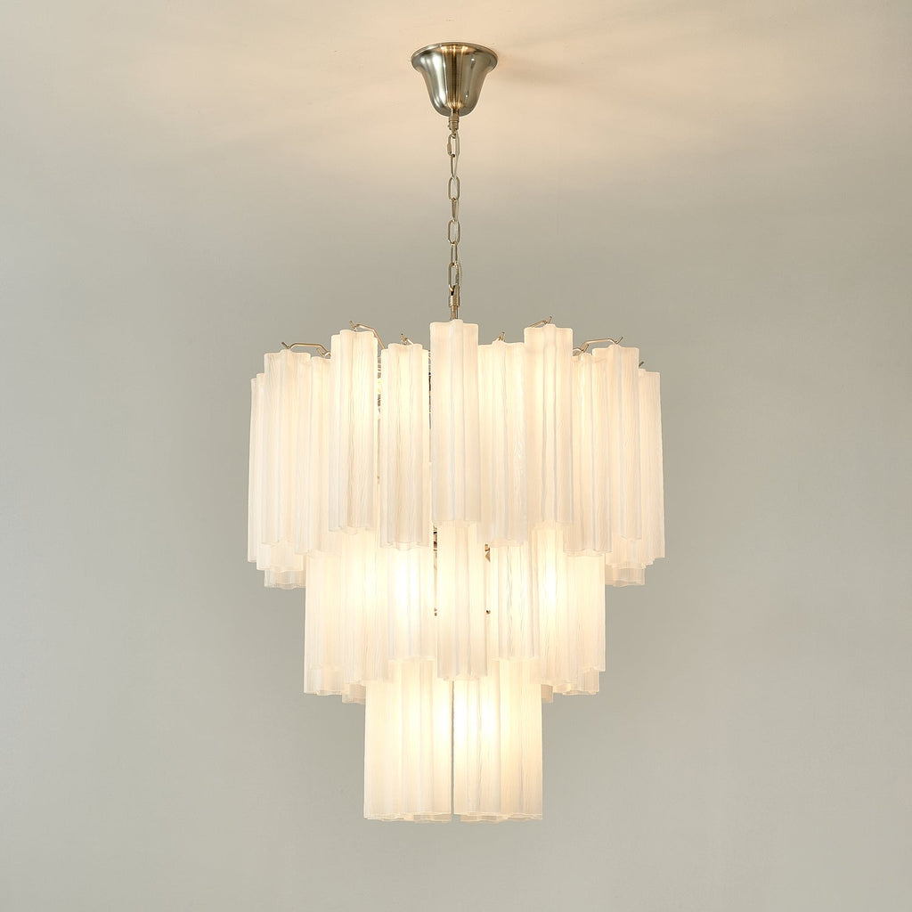 Frosted Glass Tube Chandelier Light Fixture for Dining Room & Living Room Decor