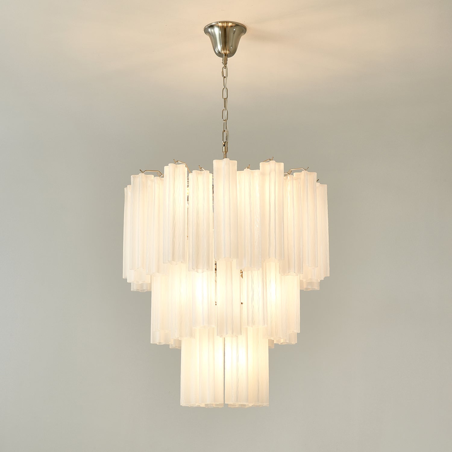 Frosted Glass Tube Chandelier Light Fixture for Dining Room & Living Room Decor