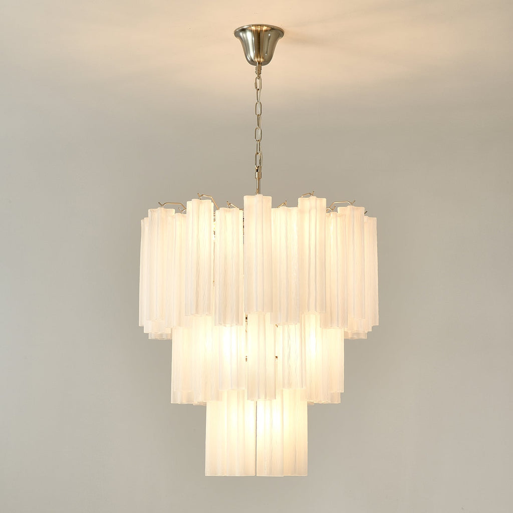 Frosted Glass Tube Chandelier Light Fixture for Dining Room & Living Room Decor