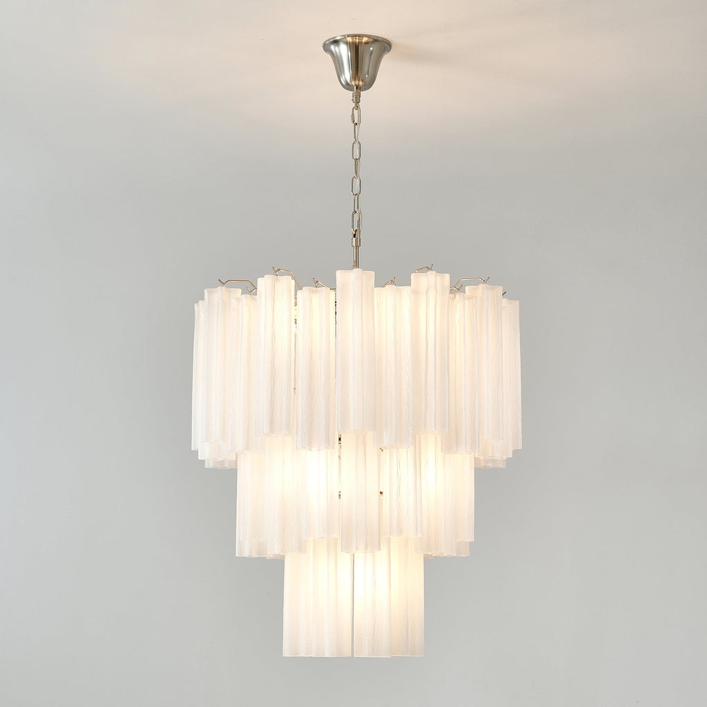 Frosted Glass Tube Chandelier Light Fixture for Dining Room & Living Room Decor