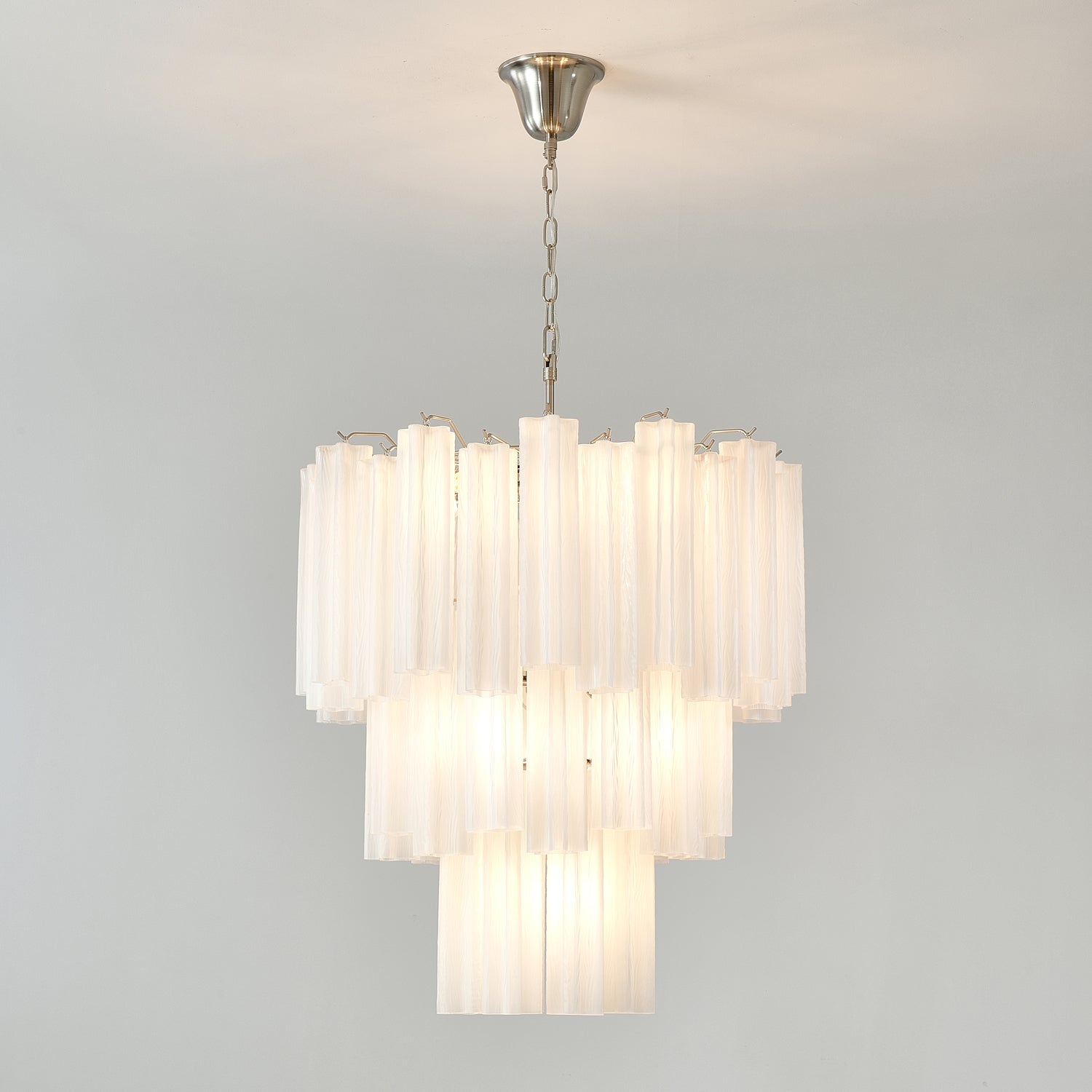 Frosted Glass Tube Chandelier Light Fixture for Dining Room & Living Room Decor