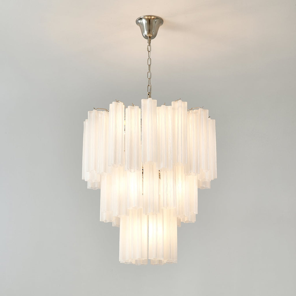 Frosted Glass Tube Chandelier Light Fixture for Dining Room & Living Room Decor
