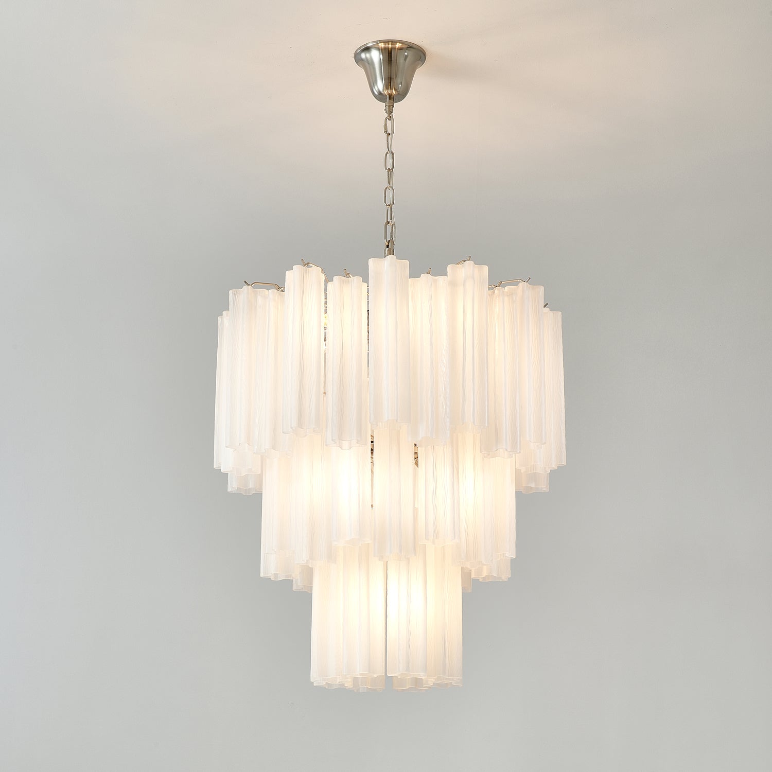Frosted Glass Tube Chandelier Light Fixture for Dining Room & Living Room Decor
