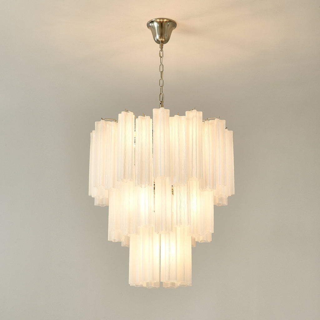 Frosted Glass Tube Chandelier Light Fixture for Dining Room & Living Room Decor