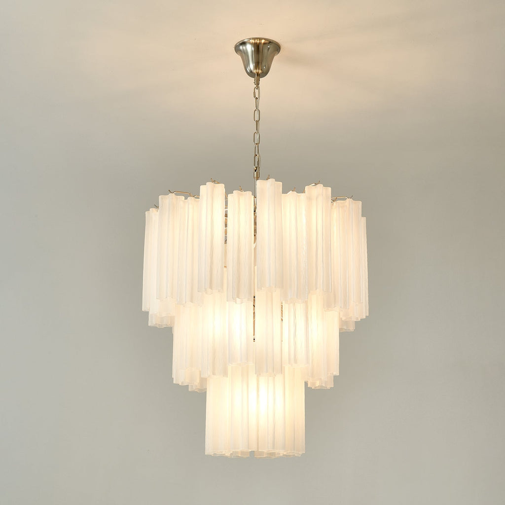 Frosted Glass Tube Chandelier Light Fixture for Dining Room & Living Room Decor