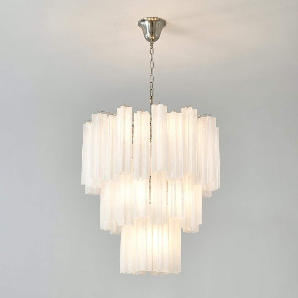 Frosted Glass Tube Chandelier Light Fixture for Dining Room & Living Room Decor
