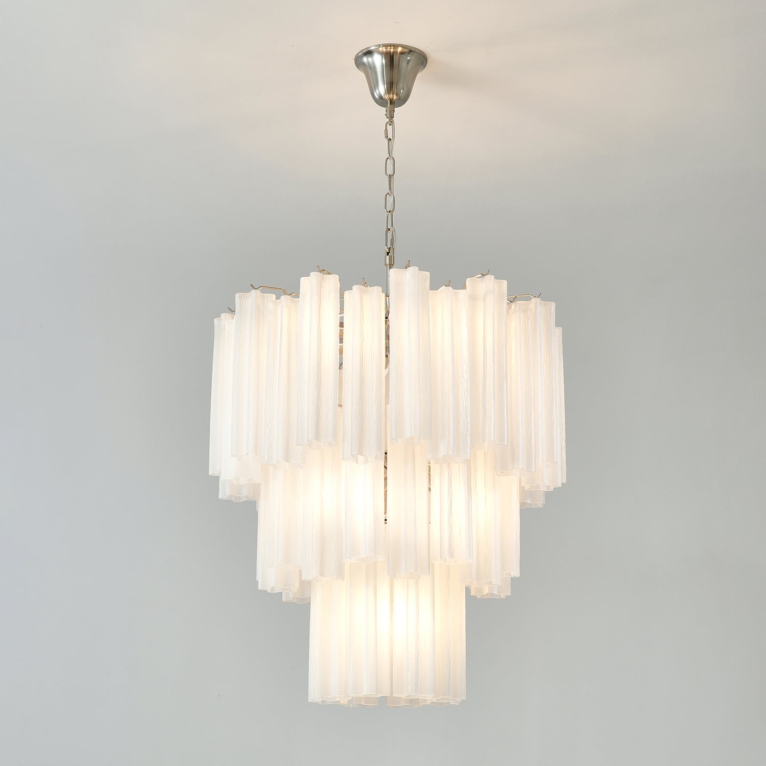 Frosted Glass Tube Chandelier Light Fixture for Dining Room & Living Room Decor