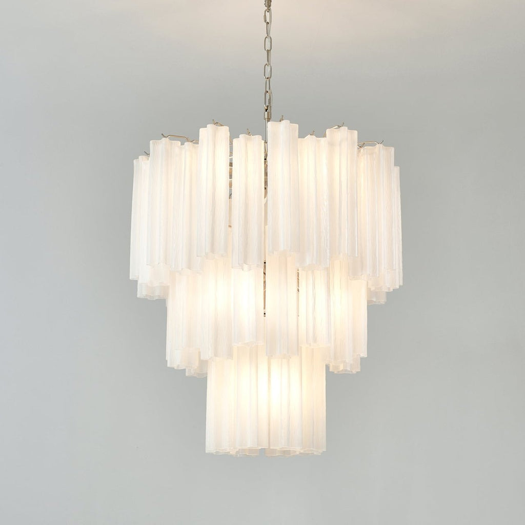Frosted Glass Tube Chandelier Light Fixture for Dining Room & Living Room Decor